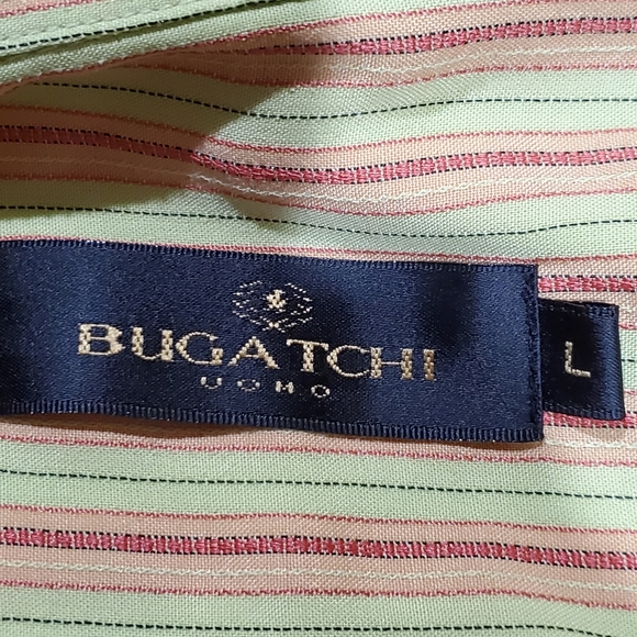 Bugatchi Uomo Button Up Striped Shirt Size L - Picture 8 of 10